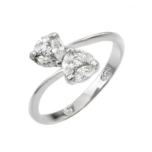 Sterling Silver .925 Rhodium Plated Twin Clear CZ Fashion Ring New Sizes 5-9