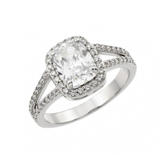 Rhodium Plated Sterling Silver 925 Clear CZ Bridal Engagement Ring Sizes 5-9