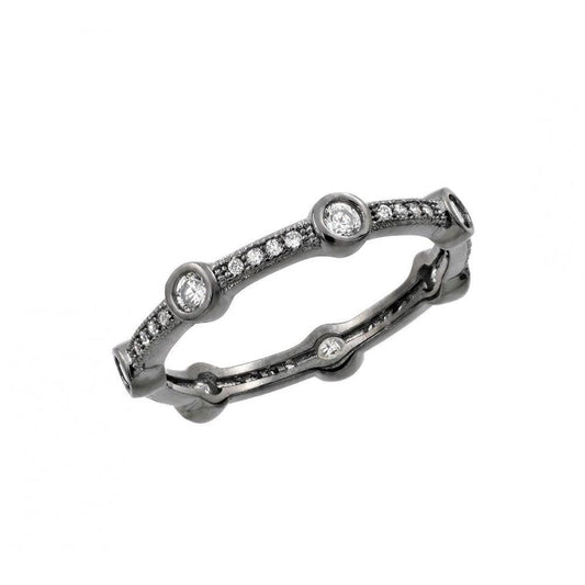 Oxidized Rhodium Plated Sterling Silver 925 Clear CZ Eternity Ring Sizes 5-9