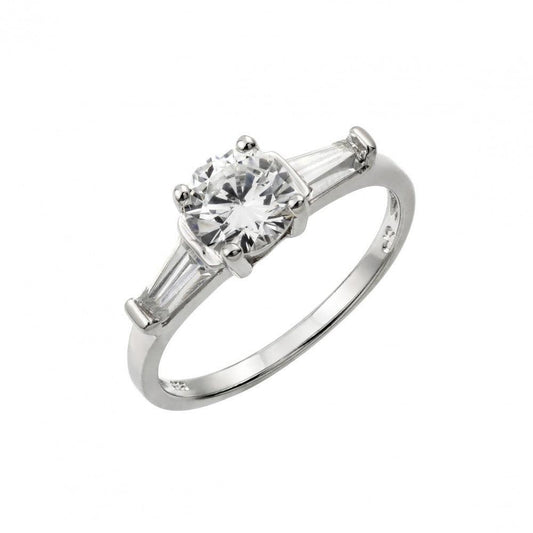 Polished Rhodium Plated Sterling Silver 925 Clear Round CZ Ring Band Sizes 5-9