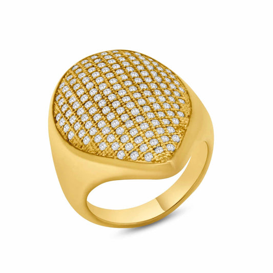 Sterling Silver 925 Gold Plated Clear Micro Pave CZ Pointed Ring New Sizes 5-9