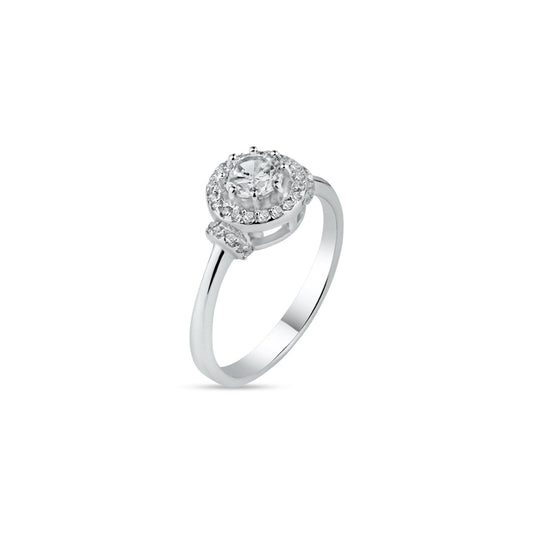 Sterling Silver .925 Rhodium Plated Clear CZ Cluster Engagement Ring Sizes 5-9