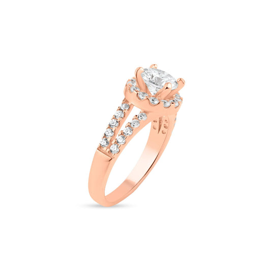 Sterling Silver .925 Rose Gold Plated Clear Cluster CZ Ring New Sizes 5-9