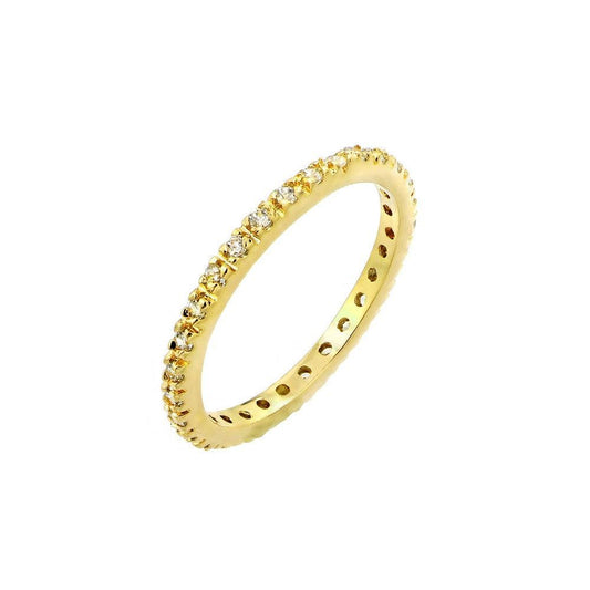 Gold Plated Sterling Silver 925 Clear CZ Inlay Eternity Ring Band Sizes 5-9