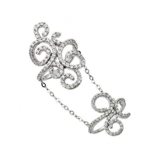 Rhodium Plated Sterling Silver 925 Knuckle Slave Ring Clear CZ Band Sizes 6-8