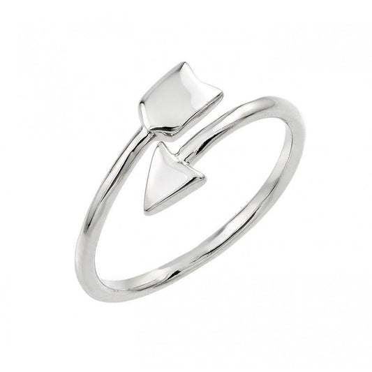 Rhodium Plated Sterling Silver 925 Adjustable Arrow Ring Band Sizes 5-9