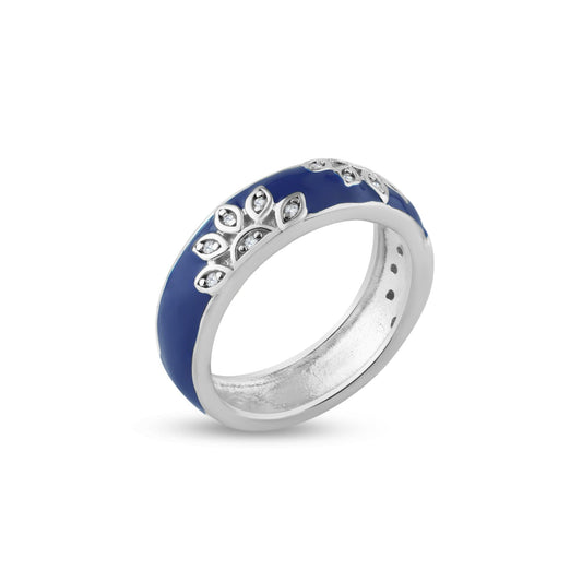 Rhodium Plated Sterling Silver 925 Flower Band Ring Clear CZ Band Sizes 5-10