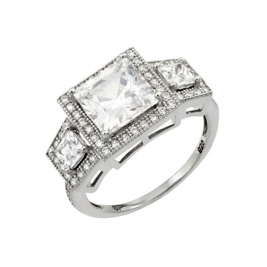 Sterling Silver 925 Rhodium Plated Micro Pave Clear CZ Ring Sizes 5-9