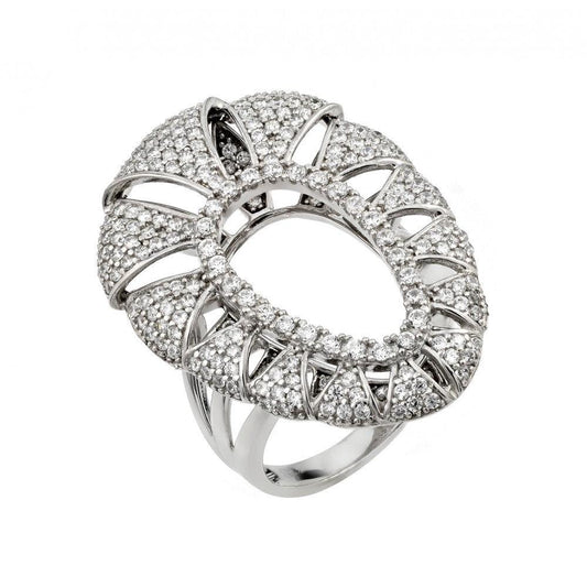 Sterling Silver 925 Rhodium Plated Micro Pave Clear CZ Cocktail Ring Sizes 5-9
