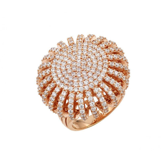 Rose Gold Plated Sterling Silver 925 Micro Pave Clear CZ Ring Band Sizes 5-9
