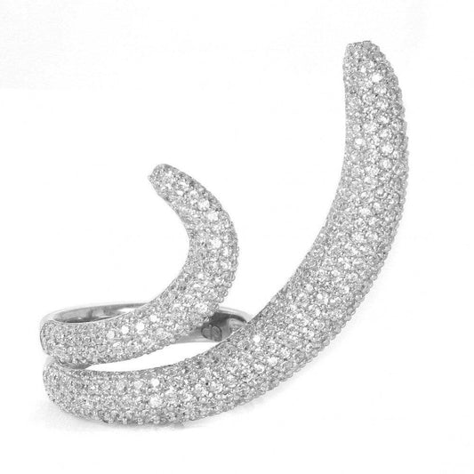 Rhodium Plated Sterling Silver 925 Abstract Clear CZ Cocktail Ring Sizes 6-9