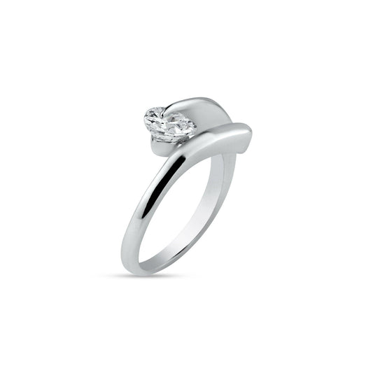 Rhodium Plated Sterling Silver 925 Overlapping Heart Clear CZ Ring Sizes 5-9