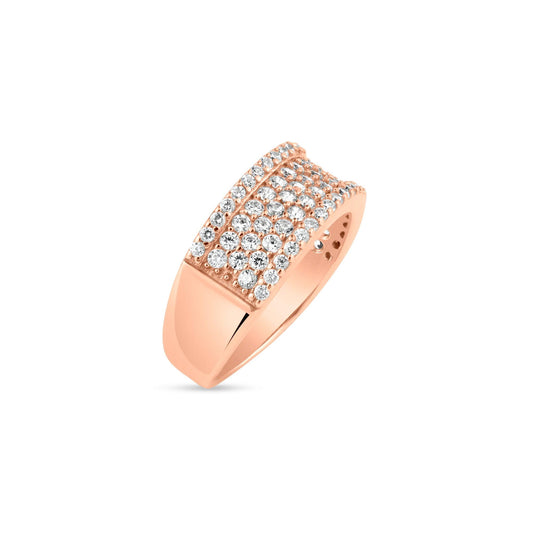 Rose Gold Plated Sterling Silver 925 Micro Pave Clear CZ Ring Band Sizes 5-9