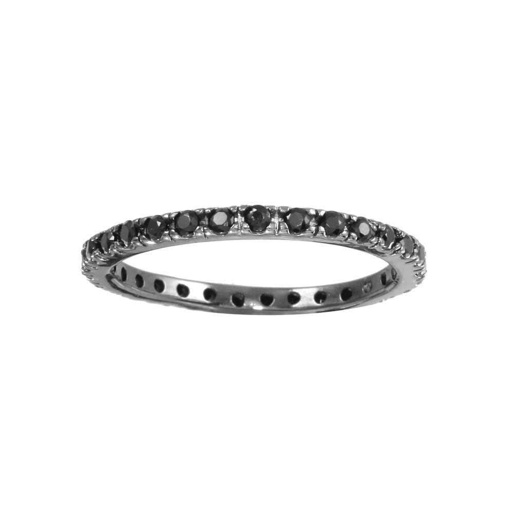 Rhodium Plated Sterling Silver 925 Inlay Eternity Clear CZ Ring Band Sizes 3-9
