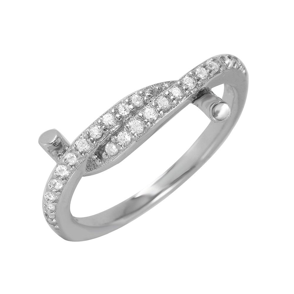 High Polished Rhodium Plated Sterling Silver 925 Twirl Ring Band Sizes 5-9
