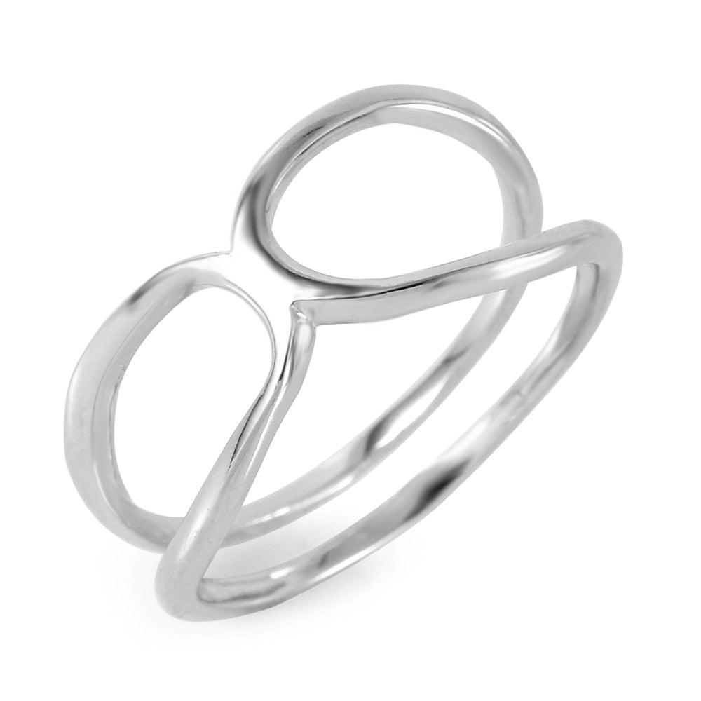 Rhodium Plated Sterling Silver 925 Infinity Double Shank Band Ring Sizes 5-9