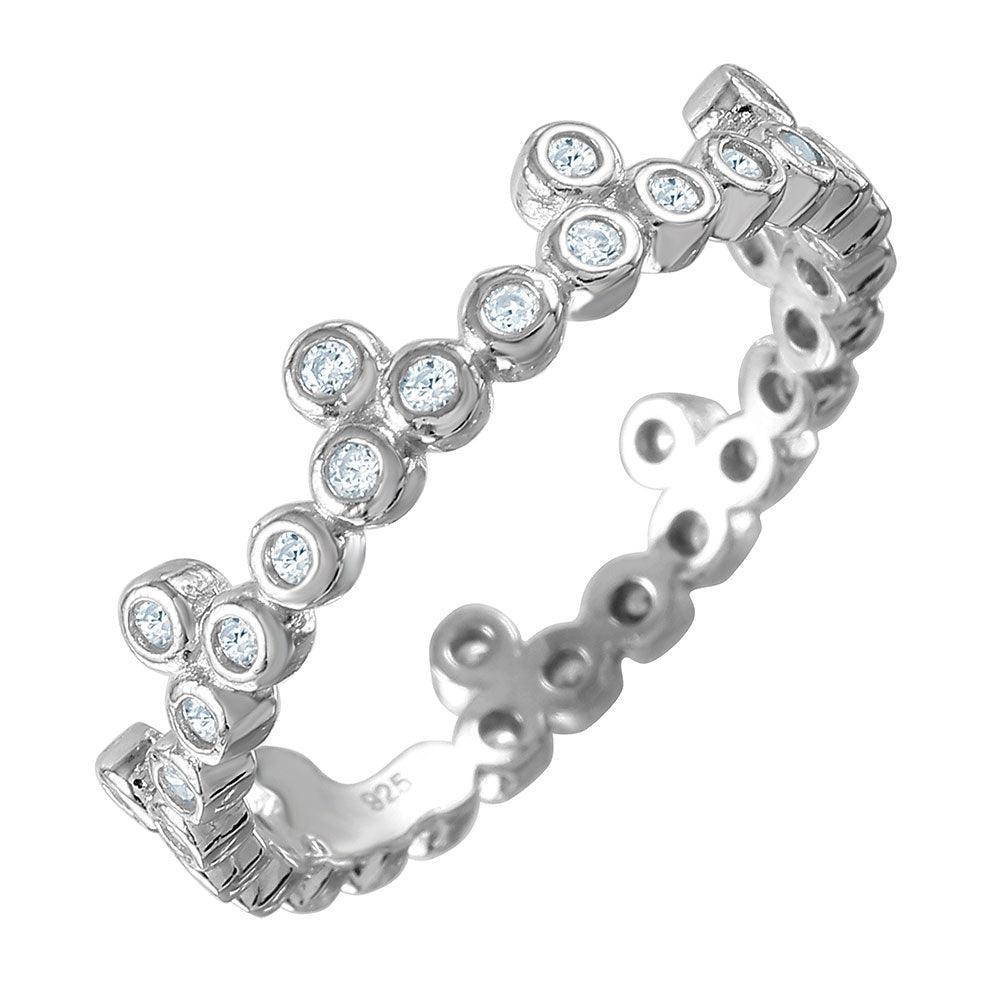 Rhodium Plated Sterling Silver 925 Clear CZ Stackable Eternity Ring Sizes 5-9
