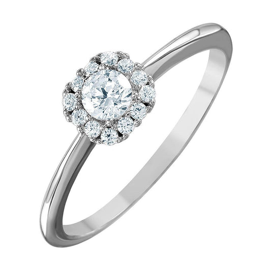 Polished Rhodium Plated Sterling Silver 925 Cluster Clear CZ Ring Band Sizes 5-9