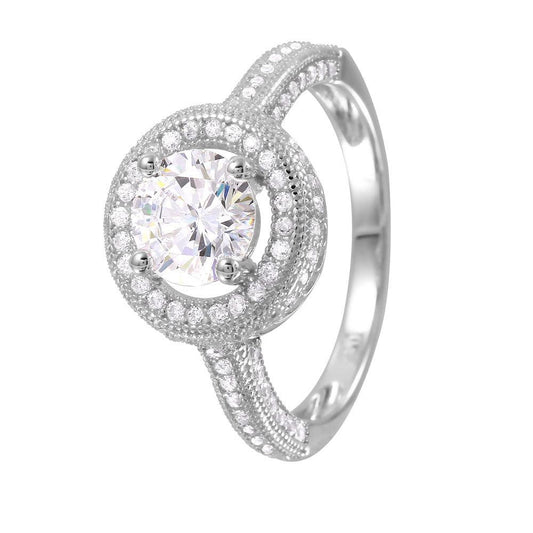 Polished Rhodium Plated Sterling Silver 925 Clear CZ Bridal Ring Band Sizes 5-9