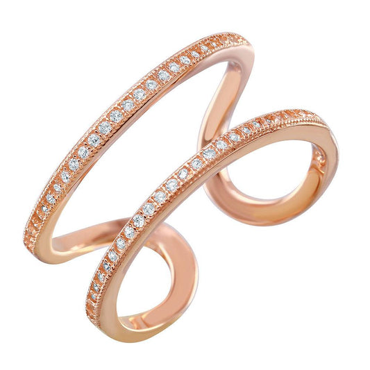 Rose Gold Plated Sterling Silver 925 Adjustable Entangling Ring Band Sizes 5-9