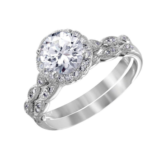 Rhodium Plated Sterling Silver 925 Nickel Free Halo CZ Bridal Ring Sizes 5-9