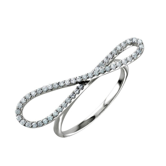 Rhodium Plated Sterling Silver 925 Abstract Infinity Clear CZ Ring Sizes 4.5-9