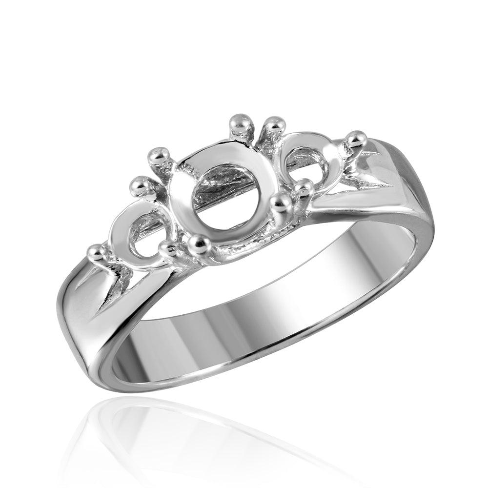 High Polished Rhodium Plated Sterling Silver 925 3 Mounting Ring Band Sizes 5-9
