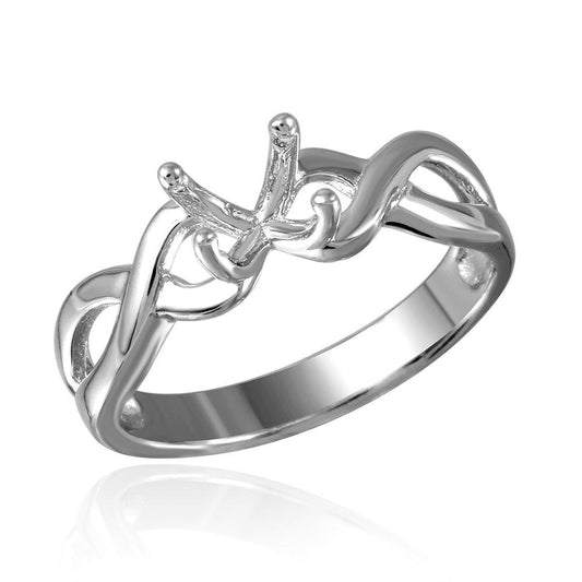 Rhodium Plated Sterling Silver 925 Twisted Infinity Mounting Ring Band Sizes 5-9