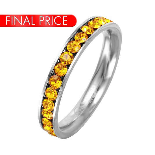 Stainless Steel CZ Eternity Band November Sizes 5-10