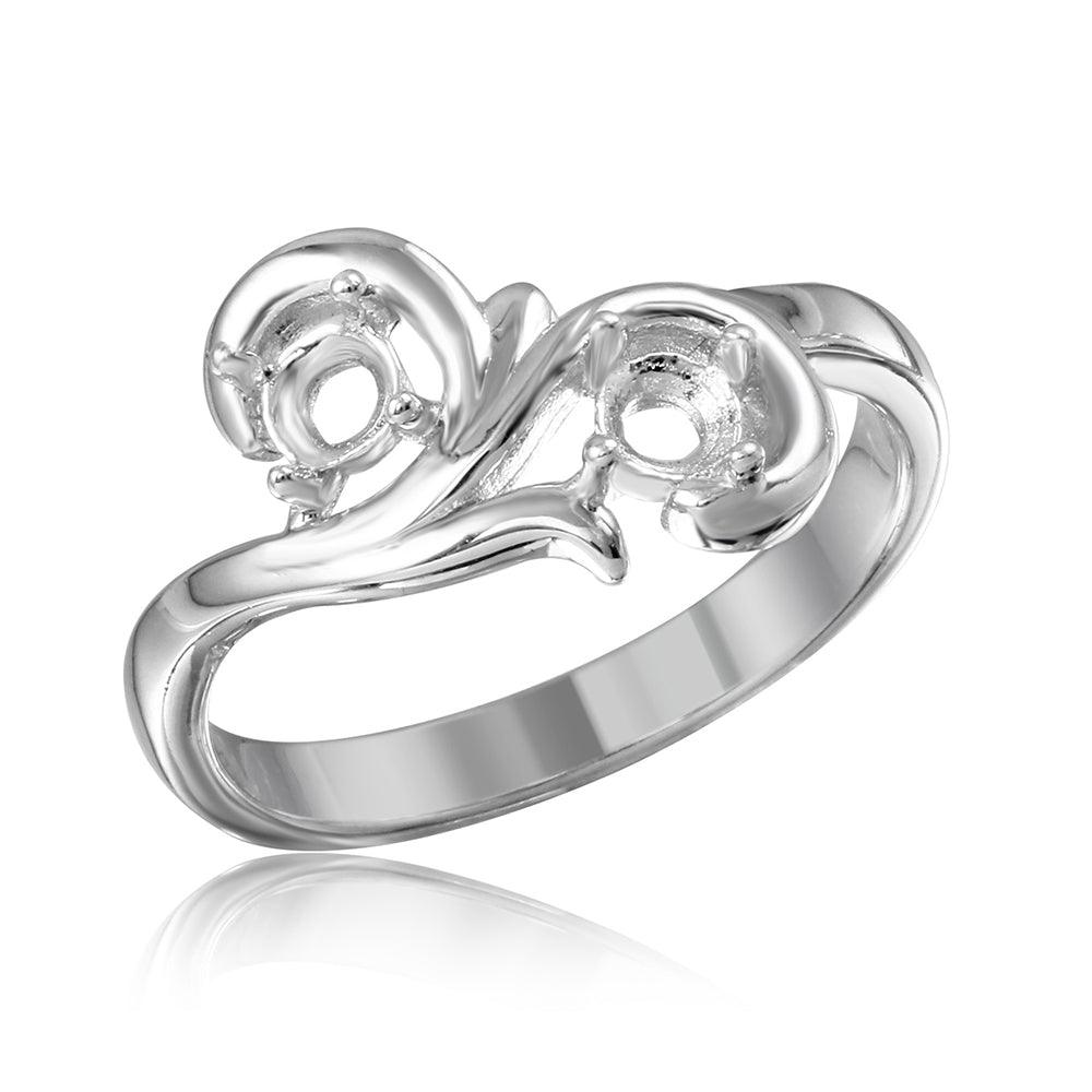 Rhodium Plated Sterling Silver 925 Vine Design 2 Mounting Ring Band Sizes 5-9