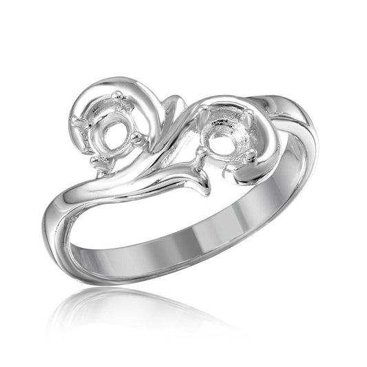 Rhodium Plated Sterling Silver 925 Vine Design 2 Mounting Ring Band Sizes 5-9