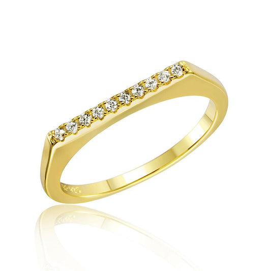 Gold Plated Sterling Silver 925 Stackable Flat Top Clear CZ Ring Sizes 4.5-9