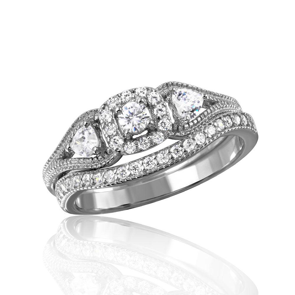 High Polished Rhodium Plated Sterling Silver 925 Engagement Ring Band Sizes 5-9