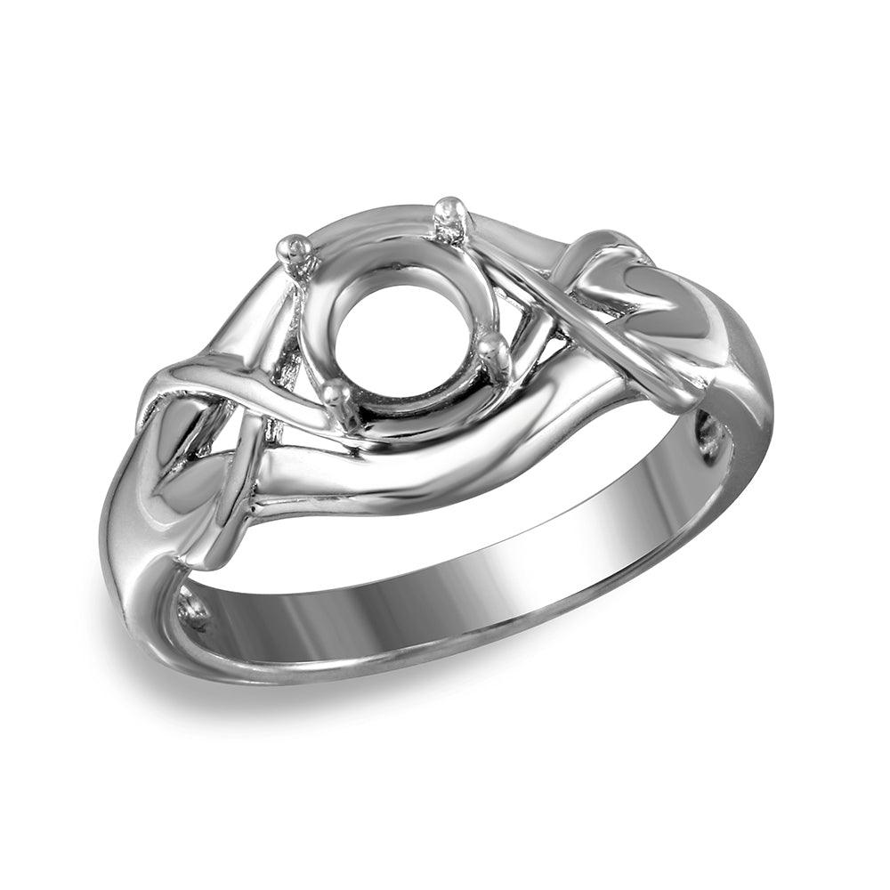 Rhodium Plated Sterling Silver 925 Tied Up Design Single Mounting Ring Sizes 5-9