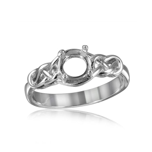 Rhodium Plated Sterling Silver 925 Knot Shank Mounting Ring Band Sizes 5-9