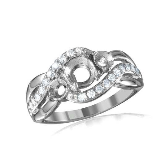 Sterling Silver 925 Rhodium Plated 3 Mounting Taper Shank Ring Sizes 5-9