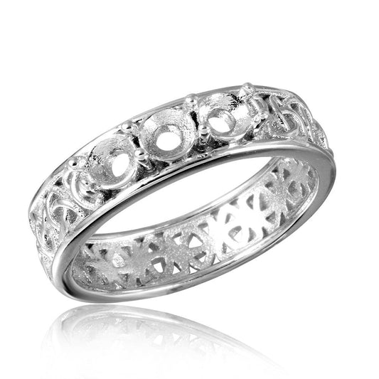 Rhodium Plated Sterling Silver 925 Celtic Band Mounting Ring Band Sizes 5-9