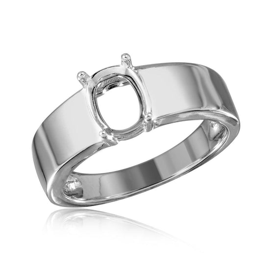 Sterling Silver 925 Rhodium Plated High Polished Band Mounting Ring Sizes 5-9