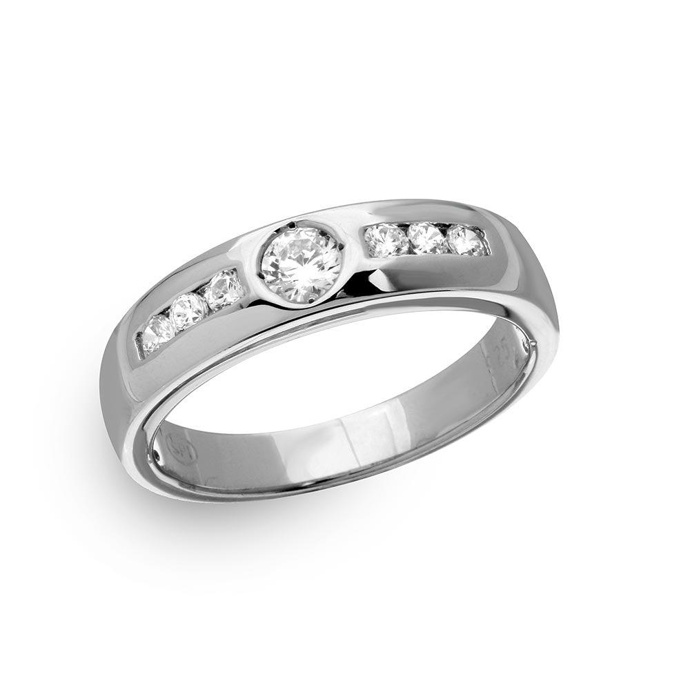 Rhodium Plated Sterling Silver 925 Fashion Ring Clear CZ Band Sizes 9-12