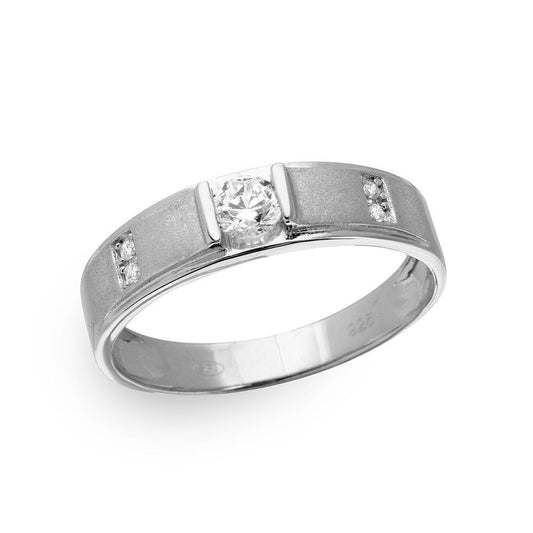 Polished Rhodium Plated Sterling Silver 925 Matte Finish Ring Band Sizes 9-11