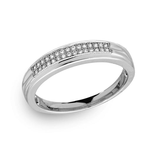 Rhodium Plated Sterling Silver 925 Clear CZ Trio Fashion Band Sizes 9-11