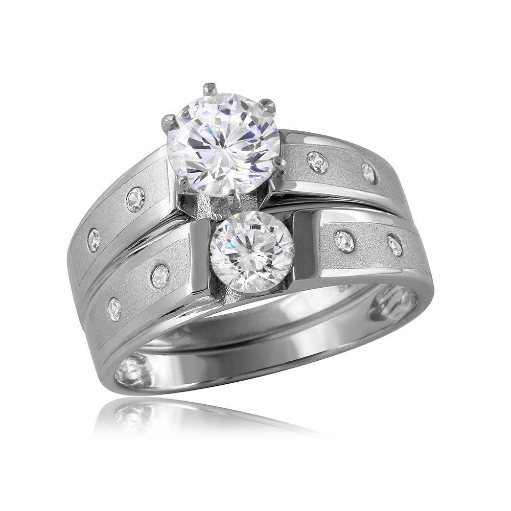 Rhodium Plated Sterling Silver 925 Matte Finish Wedding Ring Band Sizes 5-9