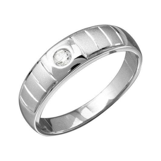 Rhodium Plated 925 Sterling Silver Line Shank Design Trios Ring Sizes 9-11