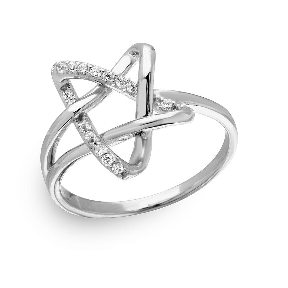 Sterling Silver .925 Rhodium Plated Intertwined Star Clear CZ Sizes 5-9
