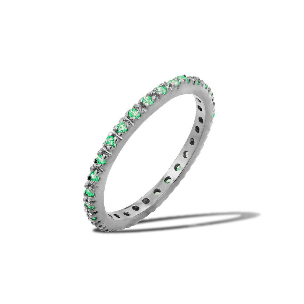 Rhodium Plated 925 Sterling Silver Plated Eternity Ring May CZ Band Sizes 5-9
