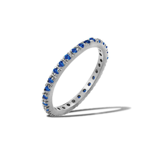 Rhodium Plated 925 Sterling Silver Plated Eternity Ring September CZ Sizes 5-9