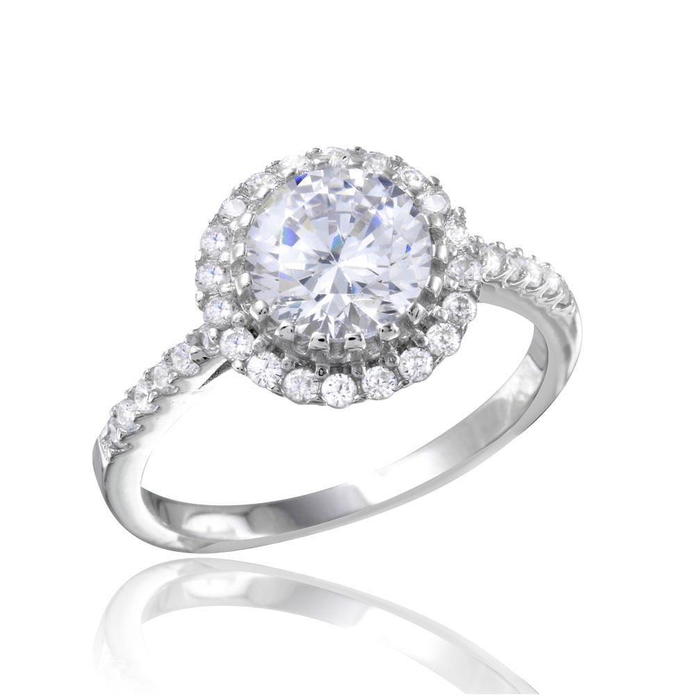 Rhodium Plated 925 Sterling Silver Micro Pave Round CZ Ring Band Sizes 5-9