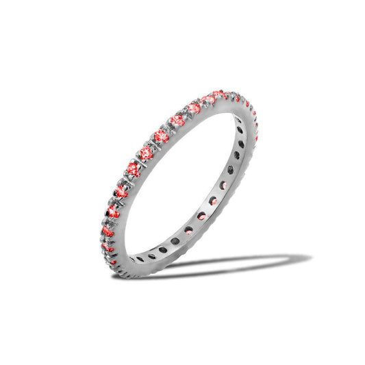Rhodium Plated 925 Sterling Silver Eternity Ring January CZ Band Sizes 5-9