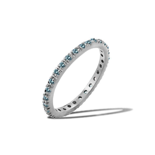 Polished Rhodium Plated 925 Sterling Silver Eternity Ring March Band Sizes 3-9