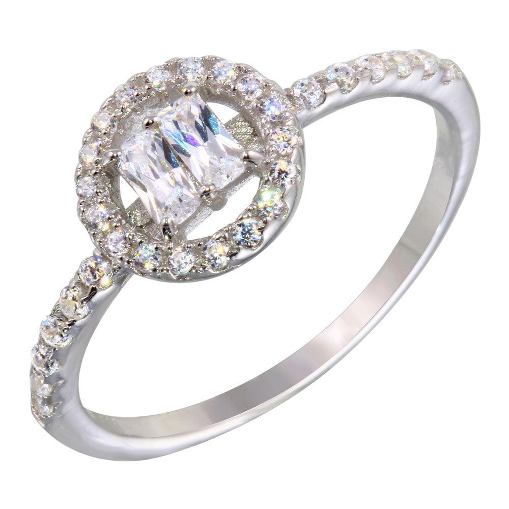 Rhodium Plated 925 Sterling Silver Clear CZ Ring High Polished Sizes 5-9